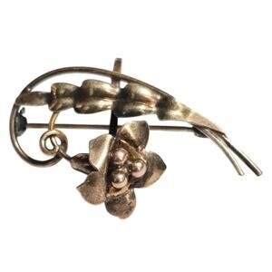 Vintage Carl Art 12k Gold Filled over Sterling Silver Floral Brooch Pendant.